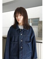 オーレン(Oulen) 外ハネミディアム長めボブ切りっぱなしミディアム