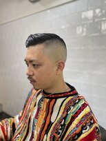 メリケンバーバーショップ フクオカ(MERICAN BARBERSHOP FUK)&nbsp;かき上げヘアショートレイアーくせ毛風パーマコンマヘアS47