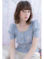 ミック ヘアアンドビューティー 大山店(miq Hair&Beauty) フレンチガーリーシアカラーチャコールグレー小顔ふわミディc1