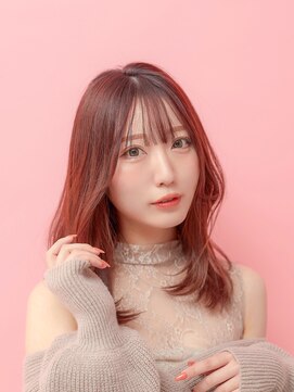 ラフィス ヘアー ピーチ 岡山店(La fith hair peach) 【La fith】レイヤーミディアム×ピンクブラウン