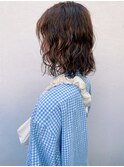 20代30代大人可愛いボブくせ毛風パーマラベンダーベージュ