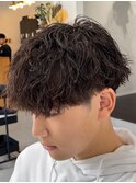 波巻きパーマメンズパーマメンズヘアツーブロックツイストパーマ