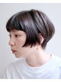 ショートボブ/オン眉/ワイドバング/ブリーチなし/ブラウン/豊橋