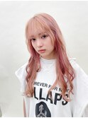 ハイトーンミルクティーベージュ/イヤリングカラーピンク
