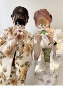 ツインお団子　渋谷ヘアメ　アイドルヘア　お揃いヘアメ