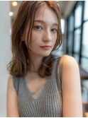 ☆20代30代大人可愛い斜めバングレイヤーカットシルキーベージュ