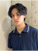 韓国マッシュカルマパーマコンマバングセンターパート黒髪ウルフ