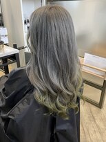 プラス ファースト ヘア(Plus 1st)&nbsp;裾カラー×ハイトーングレージュ×ライムグリーン