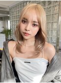 渋谷ブリーチカラーハイトーンカラーミルクティーベージュ30代