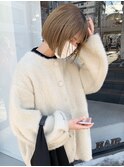 20代30代ミニボブココアブラウン小顔美肌ストレート丸み