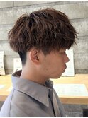 刈り上げマッシュショート波巻きツイストスパイラルパーマメンズ