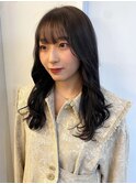 ダークカラー　顔周りカット　小顔カット　ミックス巻き　艶髪