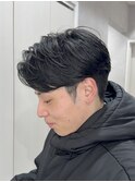メンズセンターパート/ニュアンスパーマ/ダークアッシュ
