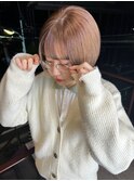 ショート 柔らかベージュ/ブリーチ/ハイトーンカラー