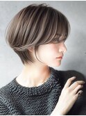 大人ショートボブ丸みショートカットマッシュショート前髪あり