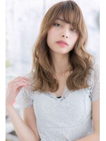ヘアアンドビューティー ミック(Hair & Beauty miq)&nbsp;シースルーバング×無造作カールのこなれくびれセミディ