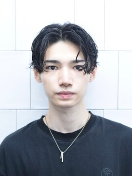 メリケンバーバーショップ コウベ(MERICAN BARBERSHOP KOBE) 七三オールバックツイストパーマかき上げヘアコンマヘアe7