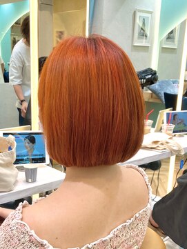 ロンドプランタン 恵比寿(Lond Printemps) ハイトーンオレンジカラービタミンカラーワンレンボブ