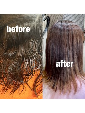 ヘアーズ トラスト(hair's TRUST) ダメージレス酸性ストレートビフォーアフター