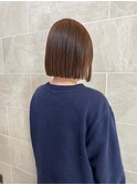 イメチェンハッシュカットフルバング似合わせレッドブラウン