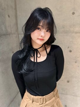 ロンドメリア 天神大名店(Lond Melia) ★小顔に見せるヘアワンレンレイヤー黒髪カタログネビージュ艶髪