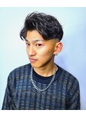 スキンフェードかきあげアップバング