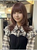 柔らかく盛れる♪ピンクブラウンで透明感モテヘア◎