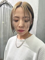 レティ(lety)&nbsp;ミニボブ切りっぱなしボブハイライトベージュカラーショートボブ