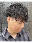 ツイストスパイラルパーマツーブロックマッシュ