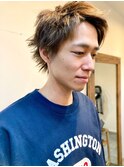 《three hair salon》メンズショート アップバング