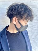 ツイストスパイラルフェードマッシュカットメンズパーマバーバー