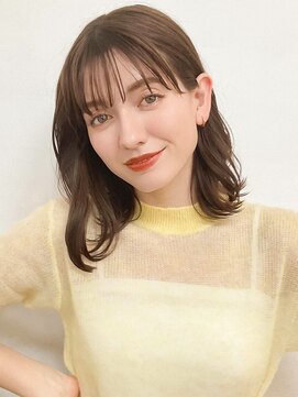 コードライン 岡山イオン前店(CODE.LINE) 《CODE.LINE》ミストバング×暗髪鎖骨下ミディ