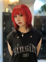 ヴァイス 渋谷店(VAICE)&nbsp;レッドカラー/裾カラー/ロングウルフ/推しカラー