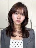 ダークパープル/くびれミディ顔周りレイヤー/レイヤーカット0728