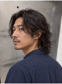 ロングパーマ｜波打ちウェーブ｜ナチュラルブラック