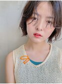 くびれヘア顔周り韓国レイヤーカット黒髪ショートミディアム/柏