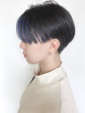 モリオフロムロンドン 原宿本店(morio from London) 【morio原宿】ハンサムショート 前髪カラー ブルーヘアカラー