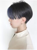 【morio原宿】ハンサムショート 前髪カラー ブルーヘアカラー