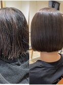美髪ストレート×ぱっつんボブ