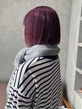 シベル(sibell) ボブ/切りっぱなし/Wカラー/ピンク/パープル/透明感/ツヤ感