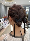 結婚式ヘアセット　ツインヘア