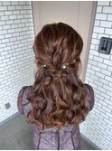 ハーフアップ ミックス巻き パールピン 参列ヘア お出かけヘア