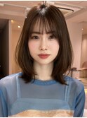 くびレイヤーボブルフネビージュ小顔ワンレンこなれミディ