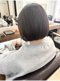 丸みボブ×グレージュ