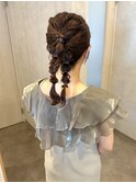 編みおろし ツイン お呼ばれヘア