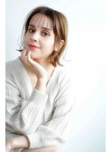 ナチュラルボブくびれヘアアプリコットオレンジ20代30代40代50代