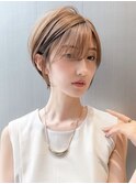 大人ショート/縮毛矯正/学割U24/ブルーカラー/くすみベージュ