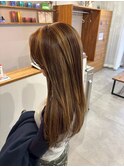 デザインカラー×30代艶ナチュラルストレート