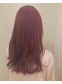 ピンクカラー_マロンベージュ Aラインボブ かきあげ