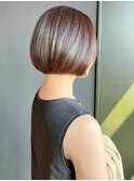 おさまりの良い ショートボブ 透明感 アッシュブラウンカラー